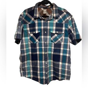 Patagonia Men's Three Trees blue stripe button up‎ Shirt